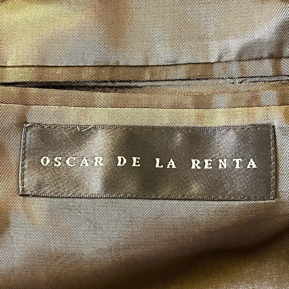 Oscar De La Renta Lambswool Blazer Sport Coat Preppy - Black Brown, Size 42R